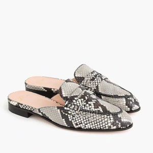 JCREW Academy Penny Loafer Mules in Snake